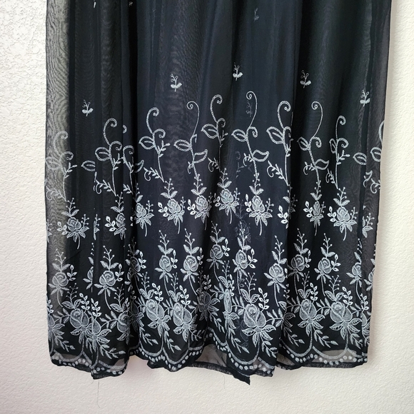 VICTORIA HOLLEY x VINTAGE sheer whimsigoth button up overlay top in black floral - Picture 5 of 7